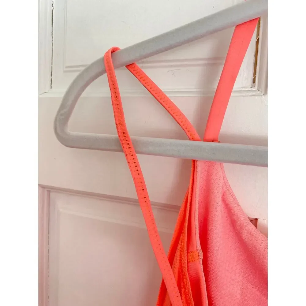 Lululemon Athletica Flow And Go Tank II Pop Orange Built in Bra Halter Yoga 8